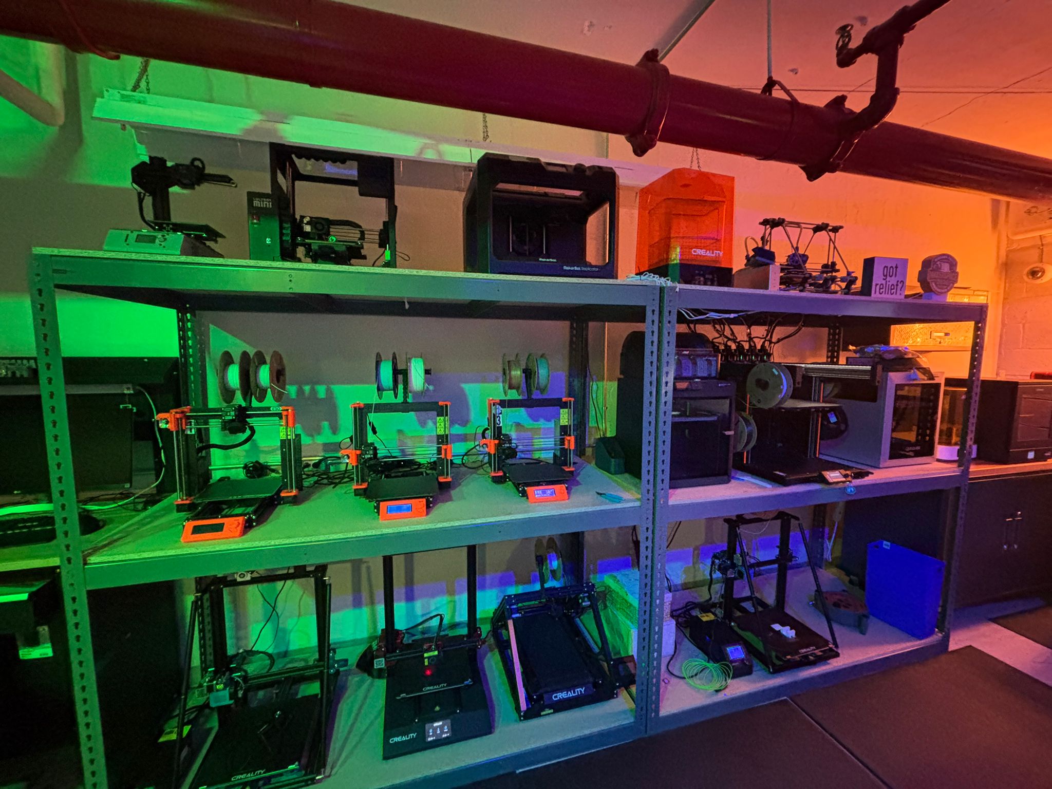 The print farm at the Niagara Falls Innovation Hub